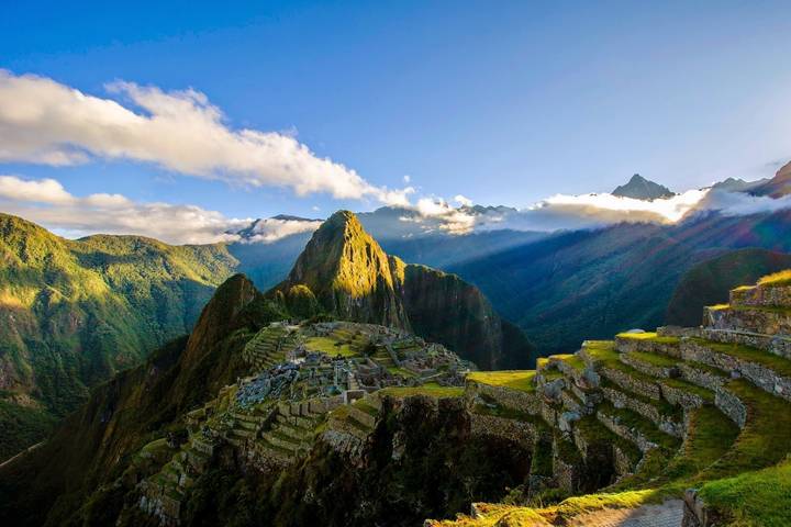 A high-altitude view of the Andes mountains and Incan trails